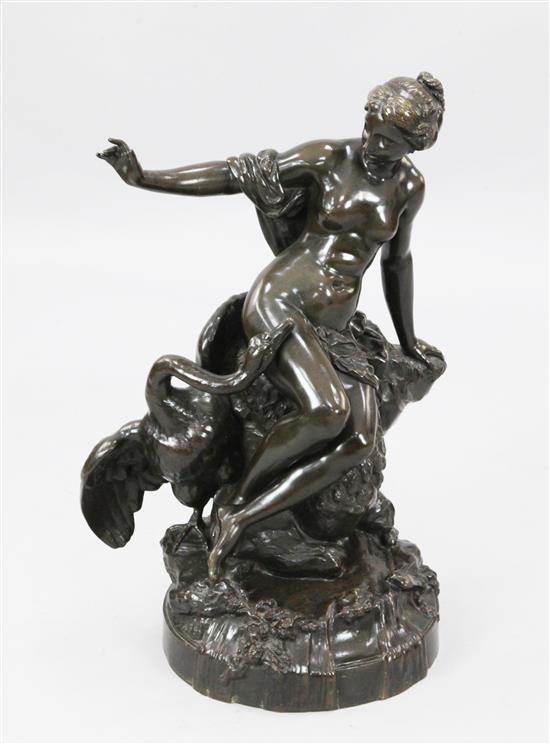 After Etienne-Maurice Falconet. A bronze group of Leda and the swan, 27in.